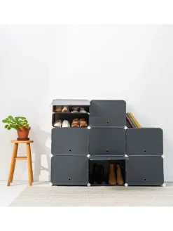 Schuhschrank in Grau - (B)84 x (H)128 x (T)32 cm