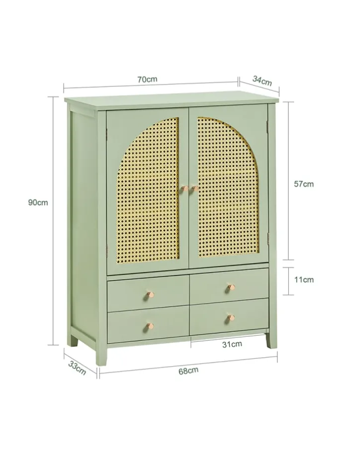 Schuhschrank in Grün - (B)70 x (H)90 x (T)34cm