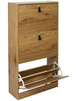 Schuhschrank in Natur - (B)63 x (H)117 x (T)24 cm