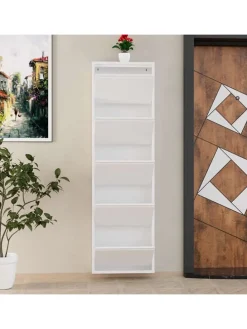 Schuhschrank in Weiß - (B)50 x (H)169 x (T)15 cm