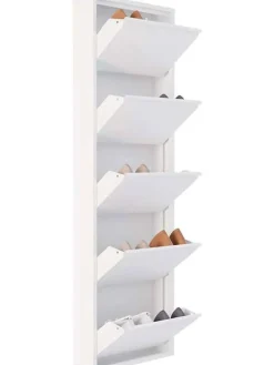 Schuhschrank in Weiß - (B)50 x (H)169 x (T)15 cm