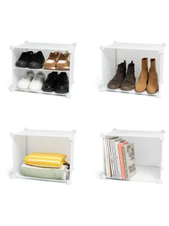 Schuhschrank in Weiß - (B)84 x (H)128 x (T)32 cm