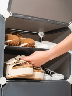 Schuhschrank in Weiß - (B)84 x (H)128 x (T)32 cm