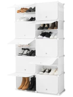 Schuhschrank in Weiß - (B)84 x (H)160 x (T)32 cm