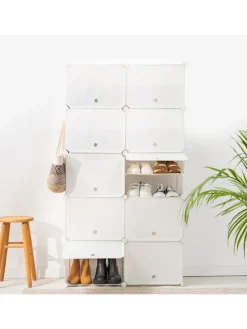 Schuhschrank in Weiß - (B)84 x (H)160 x (T)32 cm