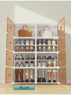 Schuhschrank in Weiß/ Hellbraun - (B)95 x (H)125,5 x (T)32 cm