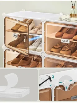 Schuhschrank in Weiß/ Hellbraun - (B)95 x (H)125,5 x (T)32 cm