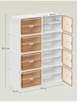 Schuhschrank in Weiß/ Hellbraun - (B)95 x (H)125,5 x (T)32 cm