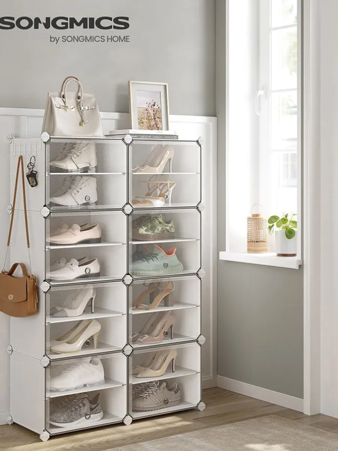 Schuhschrank in Weiß/ Transparent - (B)124 x (H)94 x (T)32 cm