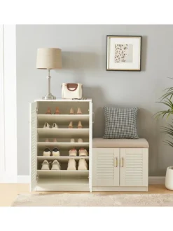 Schuhschrank Løten in Weiß (H)97cm (B)120cm