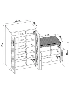 Schuhschrank Løten in Weiß (H)97cm (B)120cm