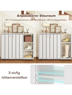 Schuhschrank mit 2 Türen 80 x 31 x 64,5 cm in Weiß