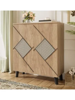 Schuhschrank mit Stauraum und Dekorativem Rattanmuster