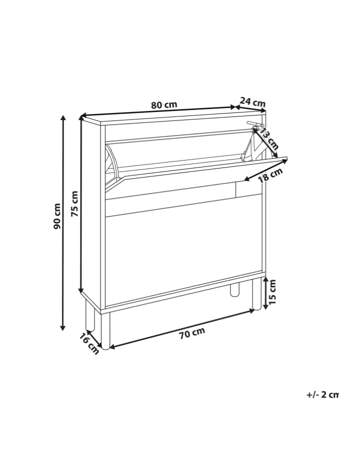 Schuhschrank NORRIS in Braun - (W) 80 x (H) 90 x (L) 24 cm