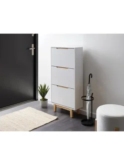 Schuhschrank SANDFLY in Weiß/Braun - (W) 60 x (H) 128 x (L) 24 cm