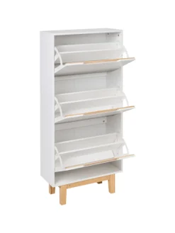 Schuhschrank SANDFLY in Weiß/Braun - (W) 60 x (H) 128 x (L) 24 cm