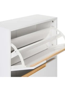 Schuhschrank SANDFLY in Weiß/Braun - (W) 60 x (H) 128 x (L) 24 cm