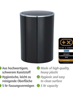 Schwingdeckeleimer in Schwarz - 5 l