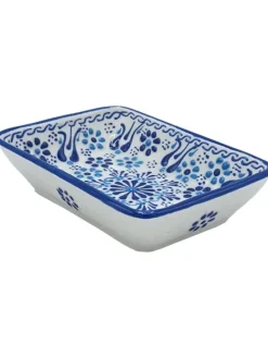 Seifenschale "Sahin" in Blau/ Weiß - (L)13 x (B)9,5 x (H)6 cm