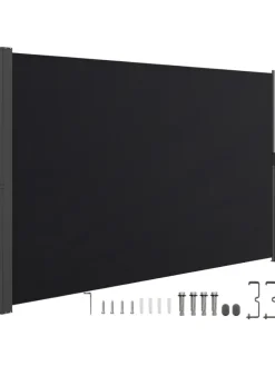 Seitenmarkise 180 x 300 cm Garten in Schwarz