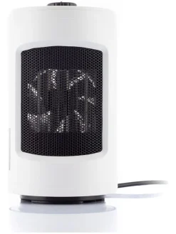 Selbstdrehende Keramikheizung in Weiß/ Schwarz - (H)23,5 cm