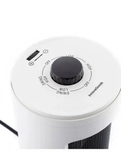 Selbstdrehende Keramikheizung in Weiß/ Schwarz - (H)23,5 cm