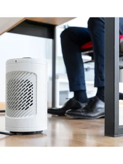 Selbstdrehende Keramikheizung in Weiß/ Schwarz - (H)23,5 cm