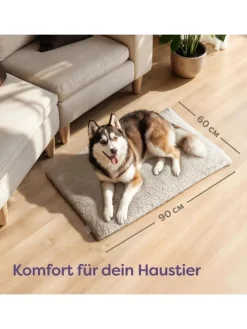 Selbstheizende Hundedecke 90x60 cm – Wärmematte waschbar, rutschfest