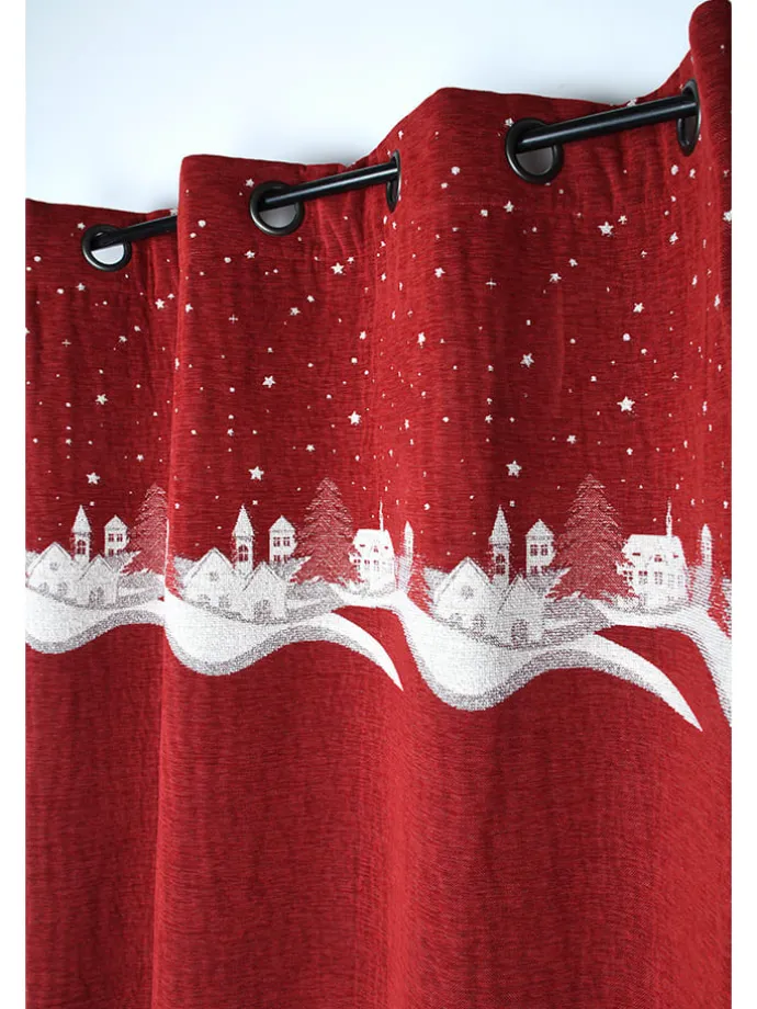 Ösenvorhang "Savoyard" in Rot/ Weiß - (L)260 x (B)145 cm