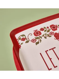 Serviertablett "Jolly" in Weiß/ Rot - B(31) x (L)43 cm