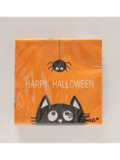 Servietten "Kitty" in Orange/ Schwarz - 20 Stück