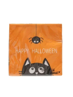 Servietten "Kitty" in Orange/ Schwarz - 20 Stück