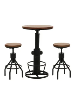 Set Bartisch + 2x Barhocker N17, Braun