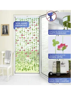 Sichtschutz-Vorhang in Grün/ Rosa - (L)190 x (B)90 cm