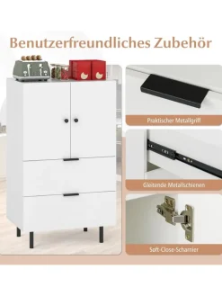 Sideboard Holz mit Metallbeinen in Weiß