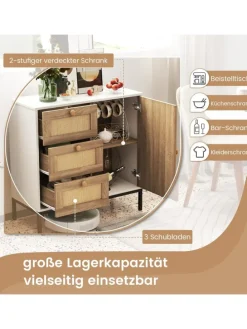 Sideboard mit 3 Schubladen 80cm in Beige