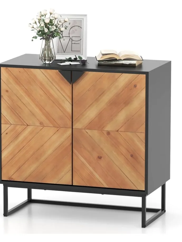 Sideboard mit 2 Türen 80 x 40 x 80 cm in Schwarz