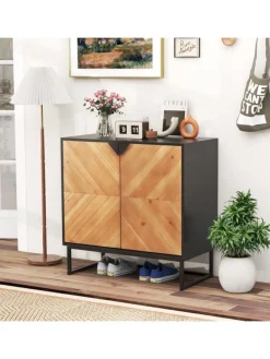 Sideboard mit 2 Türen 80 x 40 x 80 cm in Schwarz