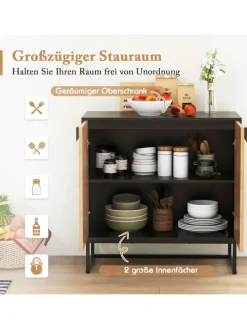 Sideboard mit 2 Türen 80 x 40 x 80 cm in Schwarz