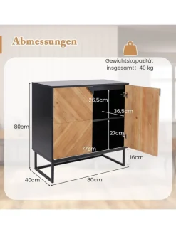 Sideboard mit 2 Türen 80 x 40 x 80 cm in Schwarz