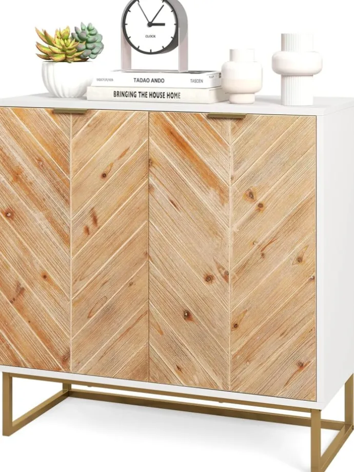 Sideboard mit 2 Türen 80 x 40 x 80 cm in Weiß