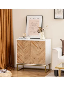 Sideboard mit 2 Türen 80 x 40 x 80 cm in Weiß