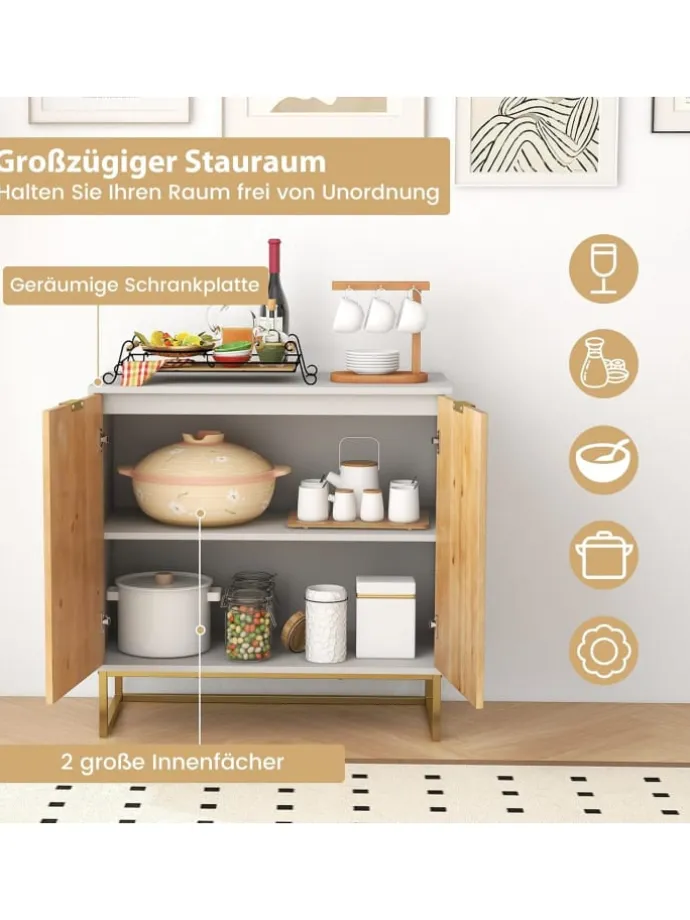 Sideboard mit 2 Türen 80 x 40 x 80 cm in Weiß