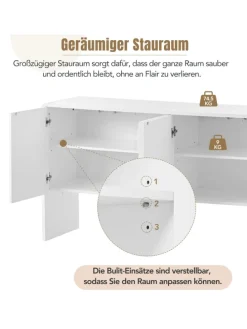 Sideboard mit 4 Türen und Rückstoßvorrichtung in Weiß