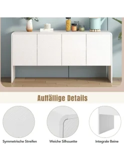 Sideboard mit 4 Türen und Rückstoßvorrichtung in Weiß