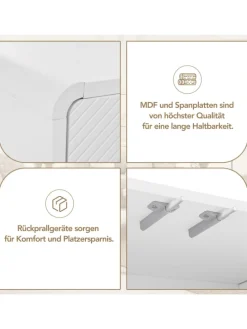 Sideboard mit 4 Türen und Rückstoßvorrichtung in Weiß