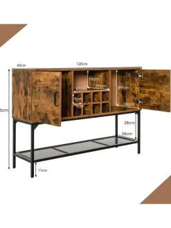 Sideboard mit Weinregal 120cm in Braun