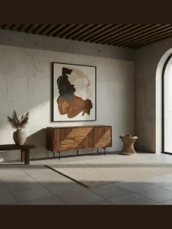 Sideboard 148x72x40 cm Massivholz / Metall Anrichte, Kommode