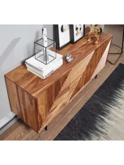 Sideboard 148x72x40 cm Massivholz / Metall Anrichte, Kommode