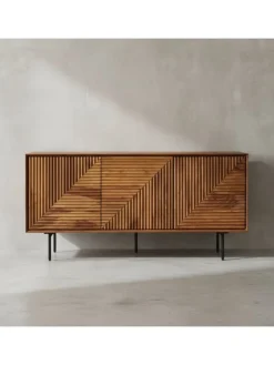 Sideboard 148x72x40 cm Massivholz / Metall Anrichte, Kommode